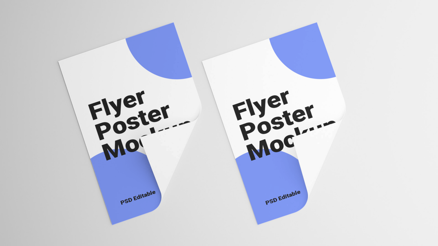 Two folded paper flyers with the words flyer poster moom psd