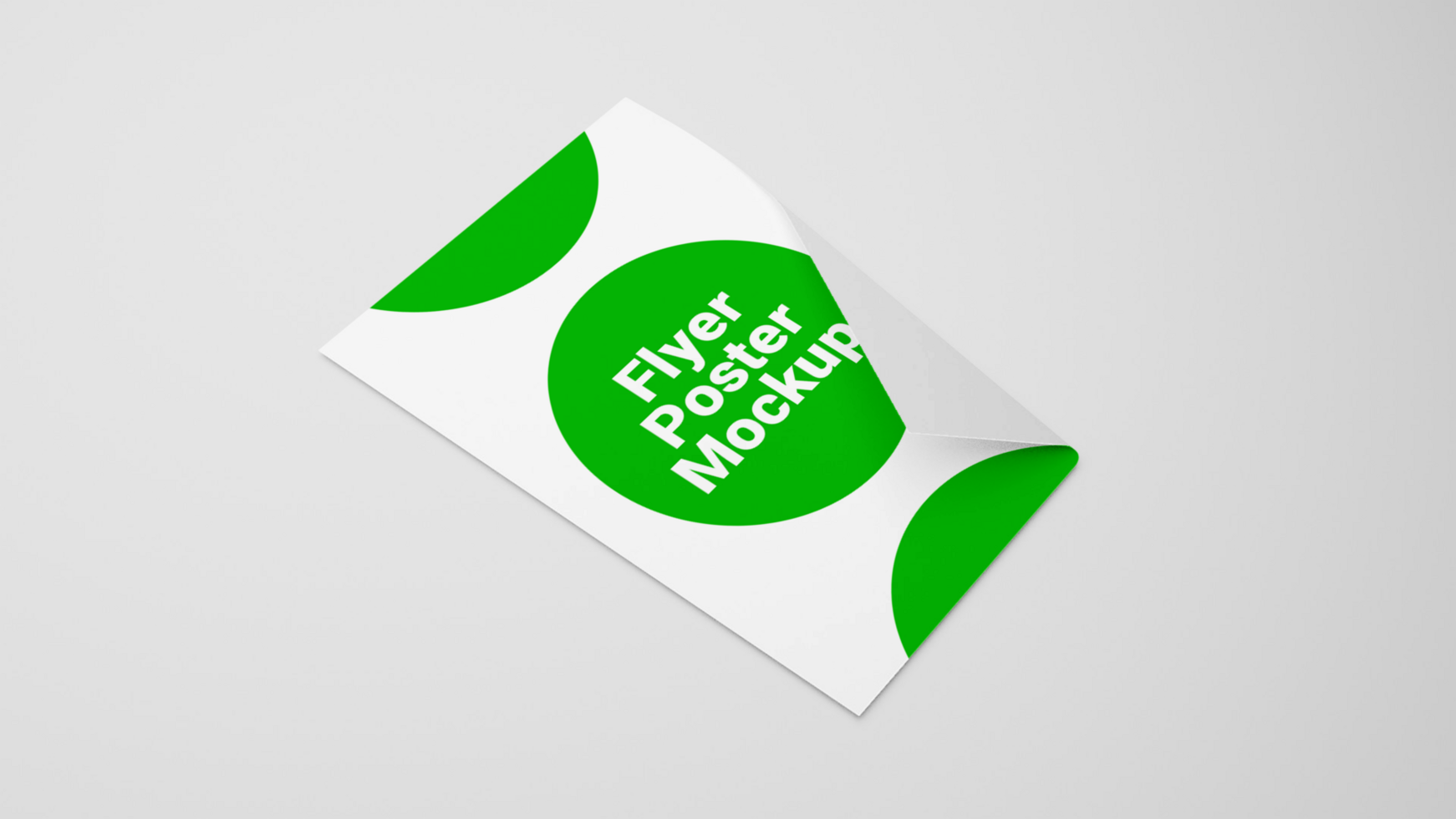 A green and white paper with a green circle on it psd