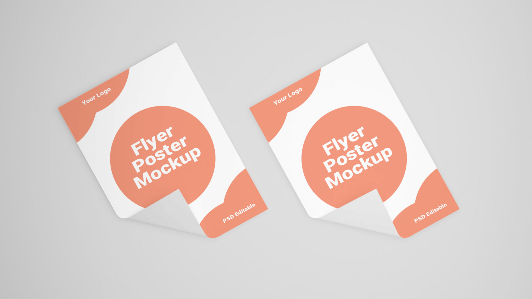 Two foldable paper brochures mockup on a white background psd