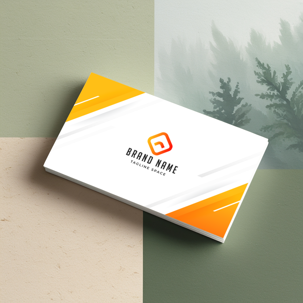 Business card mockup with a forest background psd