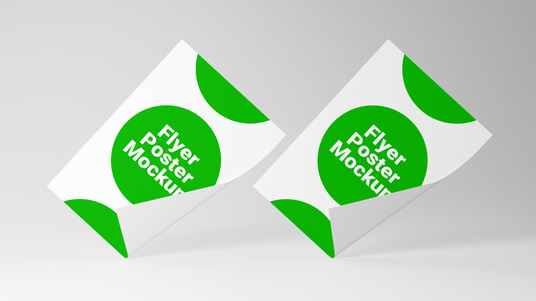 Two green and white paper cutouts with a green circle on top psd