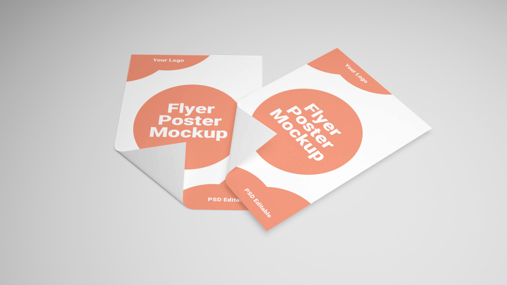 Two foldable brochures mockup on a white background psd