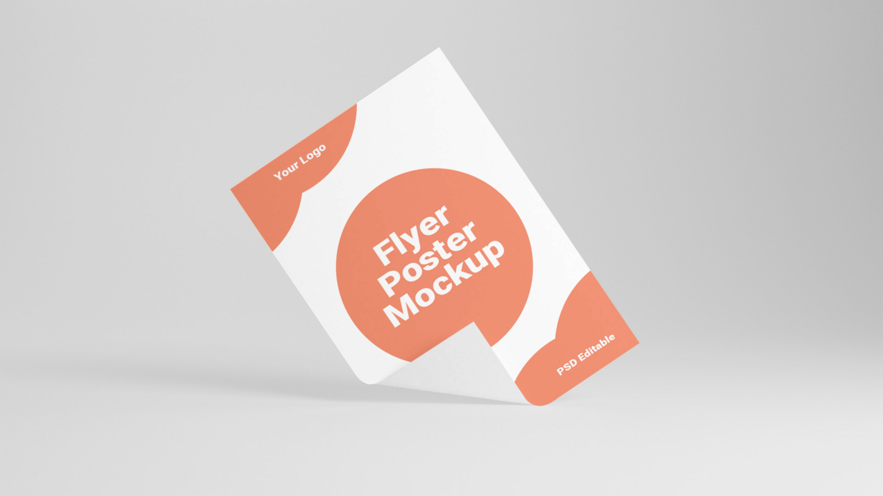 A folded paper flyer mockup on a white surface psd