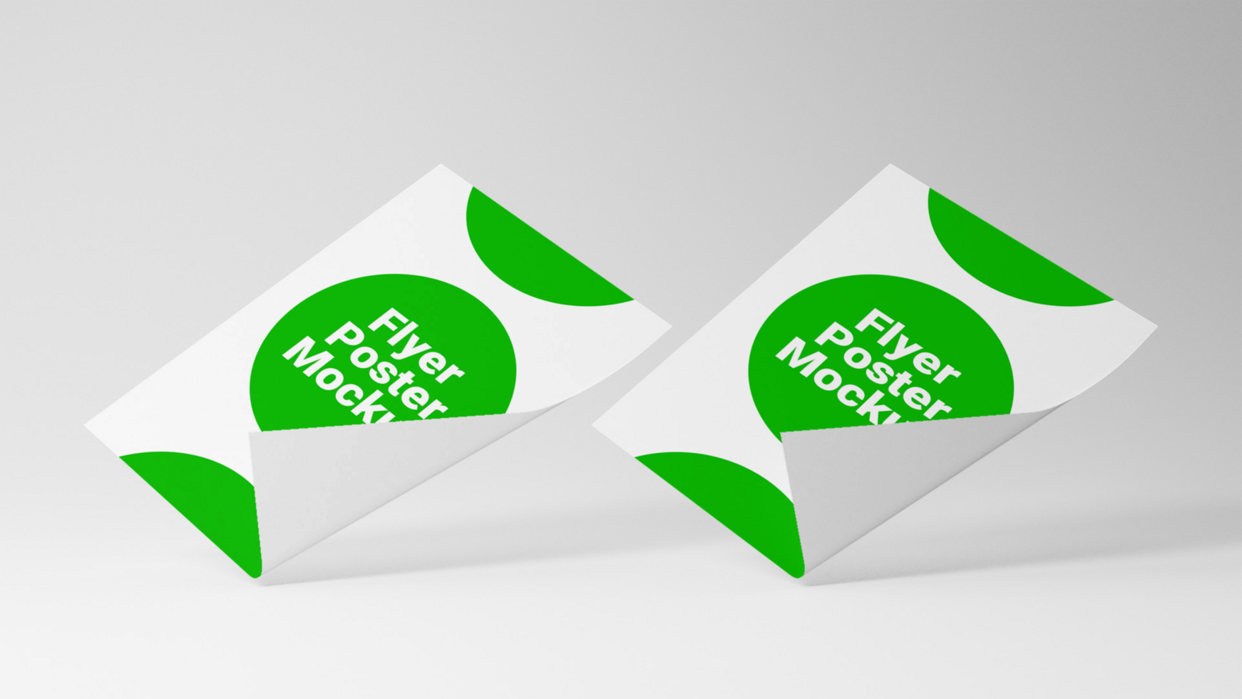 Two green and white paper stickers mockup psd
