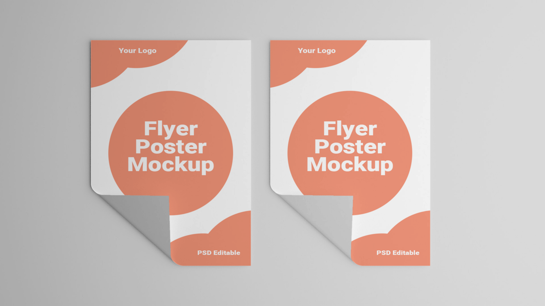 Two vertical postcard mockups with orange and white text psd