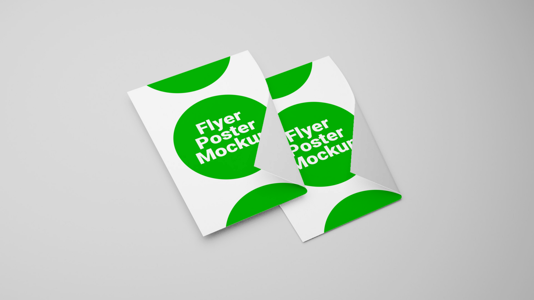 Two green paper flyers mockup on a white background psd
