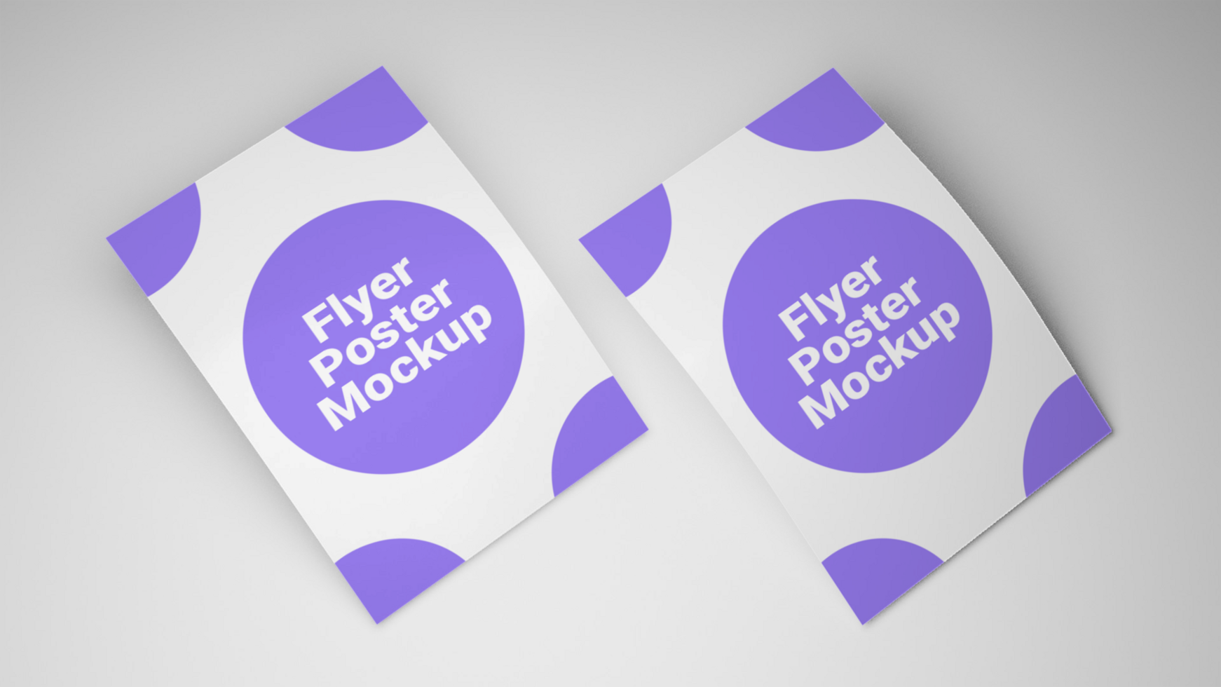 Two purple and white flyers psd