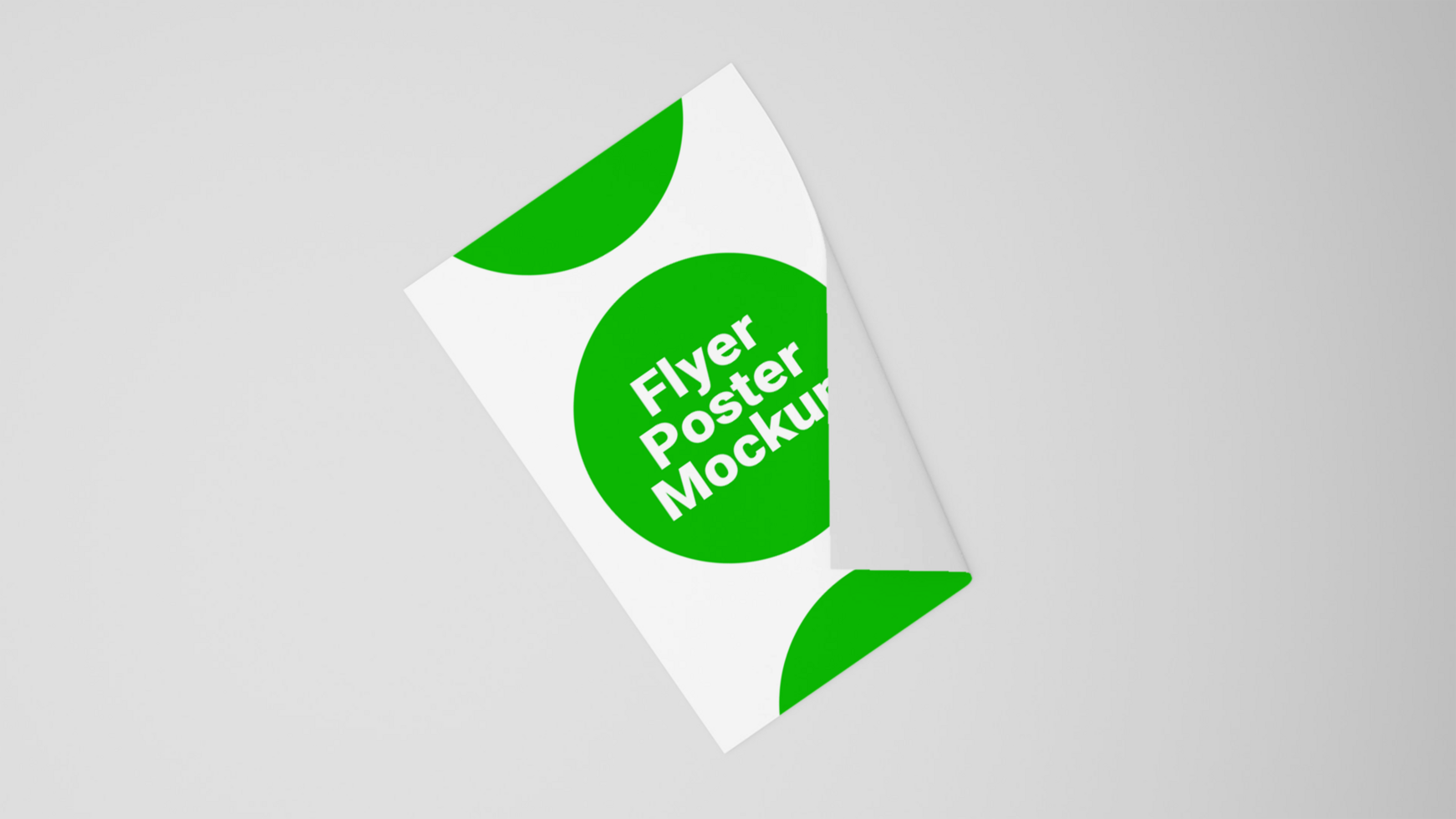 A green and white flyer mockup on a white background psd