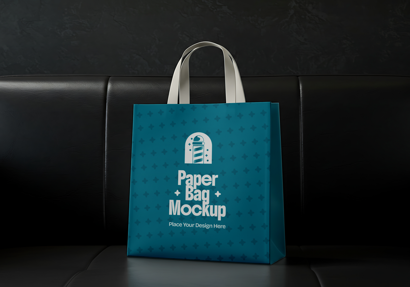paper bag barbershop branding tool mockup psd