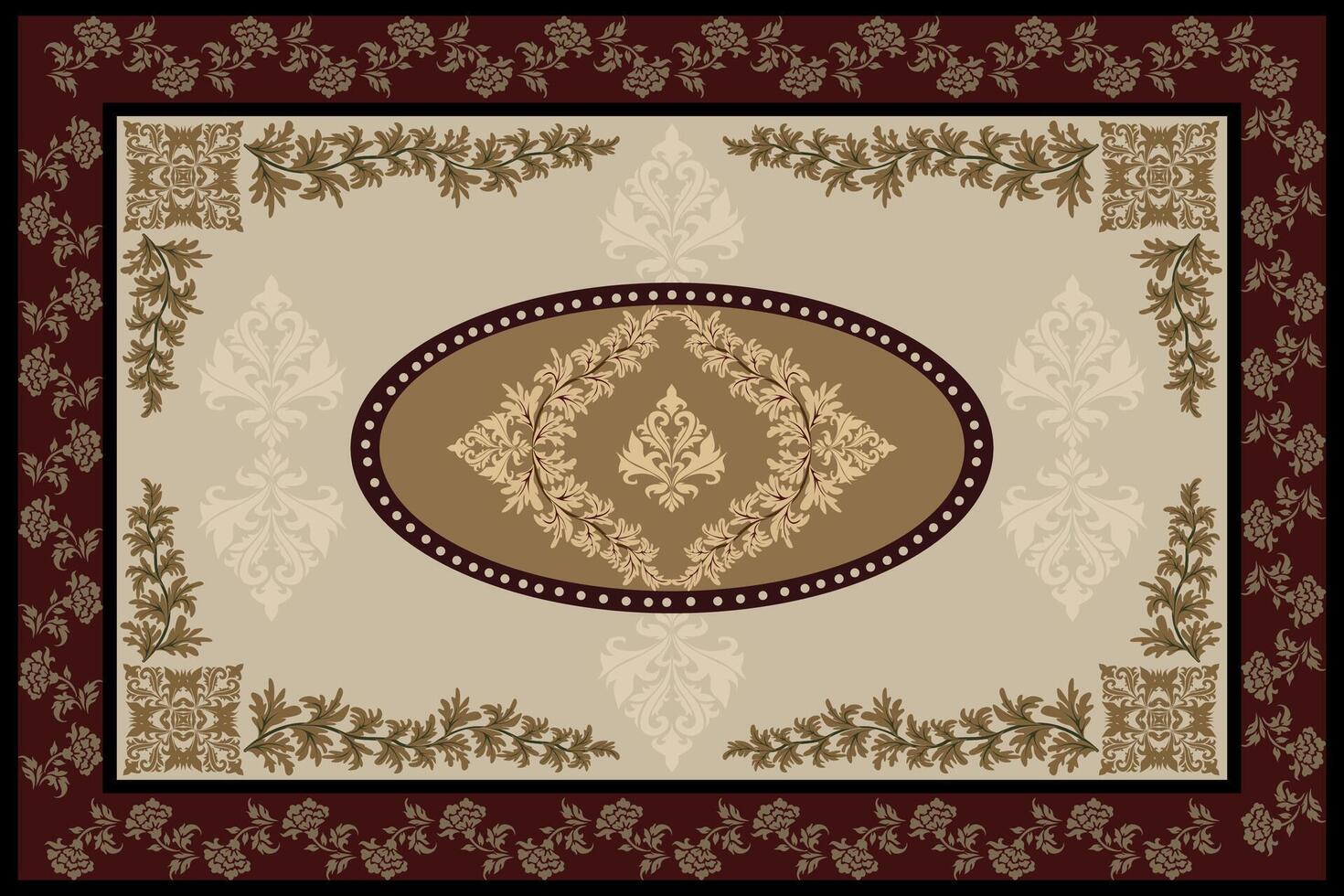 Persian Carpet or Iranian Carpet Traditional Design Oriental Damask Floral Embroidery Design for Carpets, Throws, Wallpaper, Wrapping, Fabric, Clothing and Tribal Textures. vector