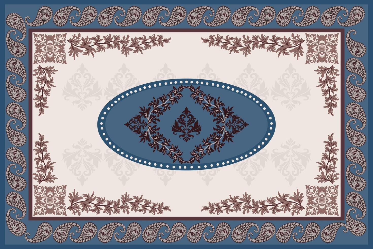 Persian Carpet or Iranian Carpet Traditional Design Oriental Damask Floral Embroidery Design for Carpets, Throws, Wallpaper, Wrapping, Fabric, Clothing and Tribal Textures V2. vector