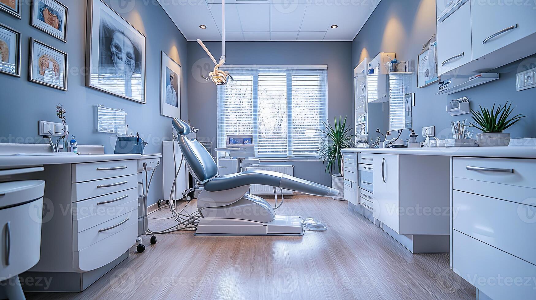 Modern dental office interior showcasing advanced dental equipment comfortable patient chair and welcoming ambiance in a bright professional setting photo