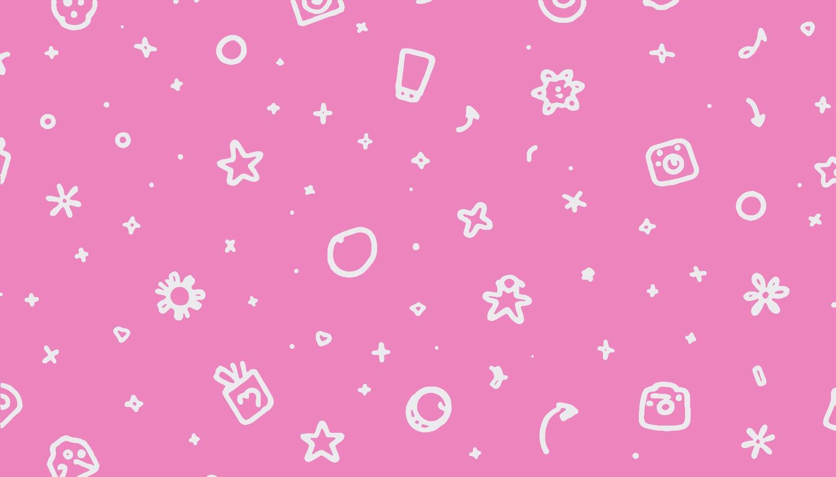 Seamless white doodle pattern with playful lines on a fun pink background, perfect for trendy designs and kids wallpapers vector