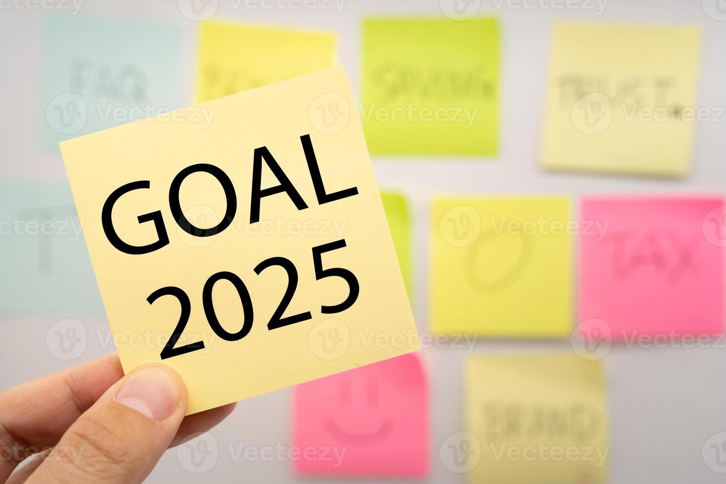 GOAL 2025 text on sticky note. 2025 goals, plans and action ideas. 2025 goals in the concept of success photo