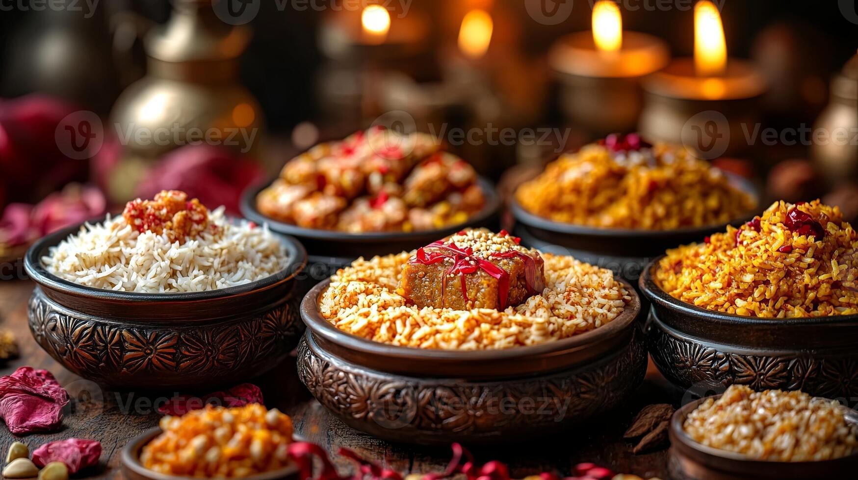 Celebrating Raksha Bandhan with traditional rakhis sweets rice and kumkum bowls adorned in festive arrangements for a special family gathering photo