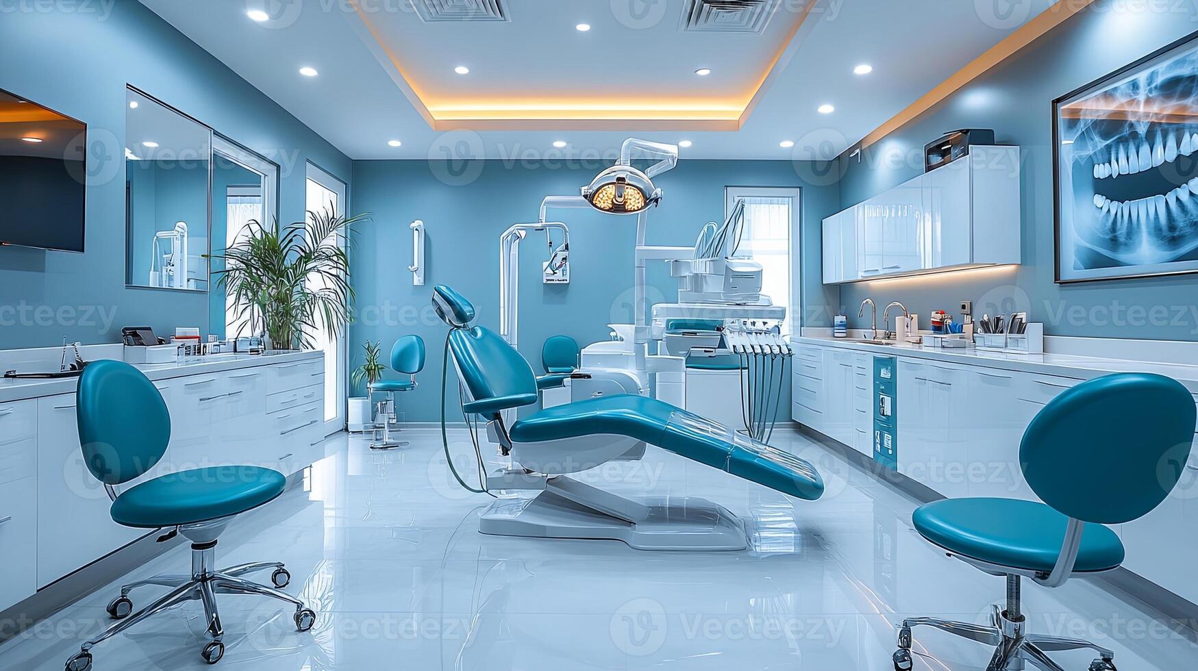 Modern dental office with bright walls and contemporary equipment designed for patient comfort and efficient dental care in a welcoming environment photo