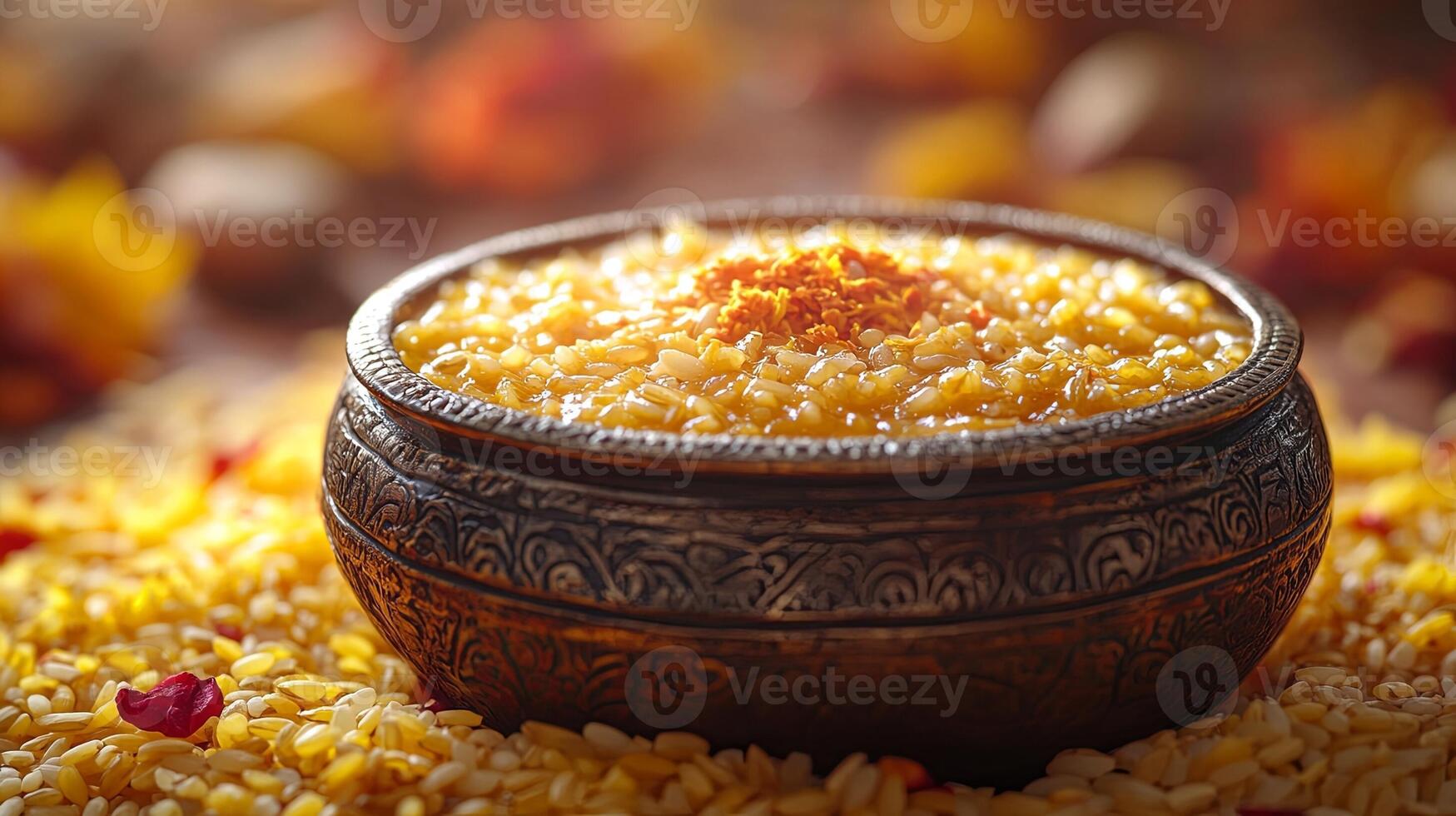 Celebrate the bond of love with an elegant rakhi design featuring rice grains and kumkum during the vibrant festival of Raksha Bandhan in India photo
