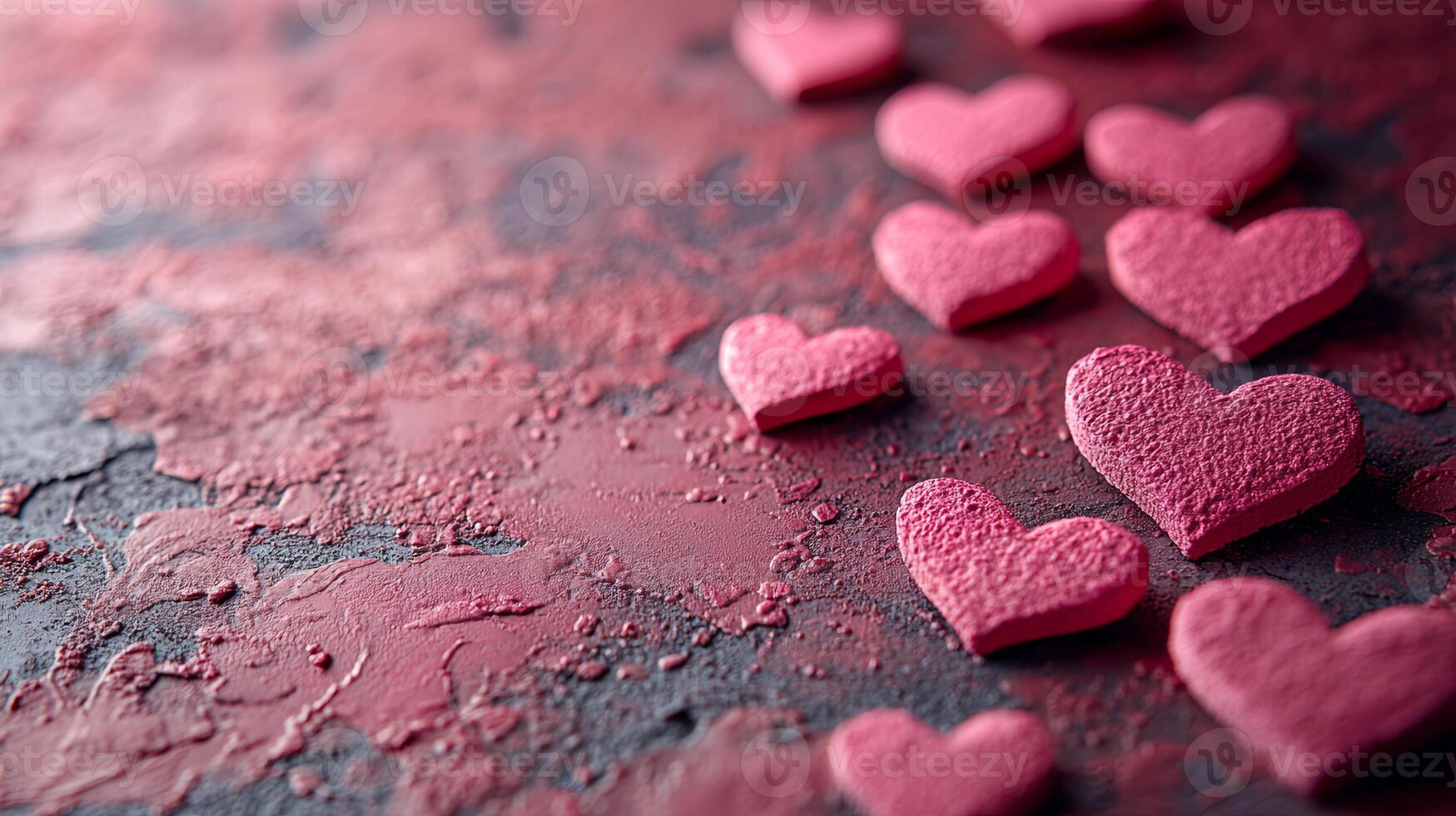 Valentine hearts scattered on textured background creating a romantic atmosphere for celebration or decoration photo