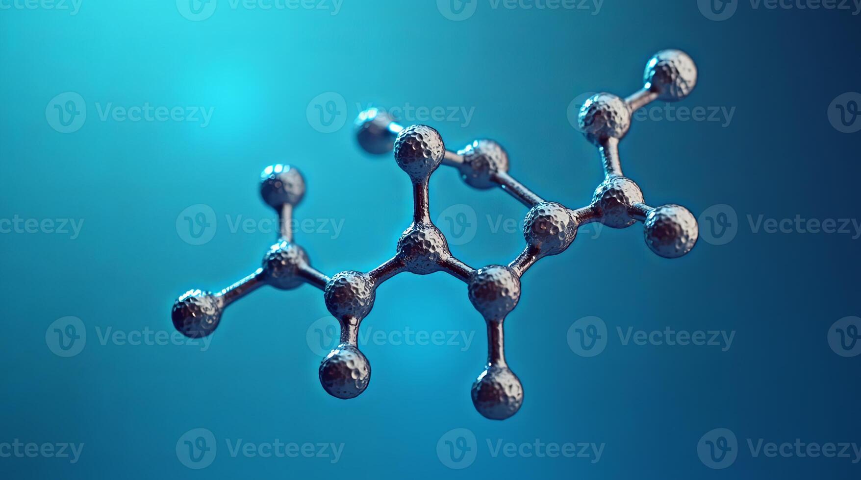 Molecular structure floating in blue light emphasizing science and chemistry concepts in a modern abstract style photo