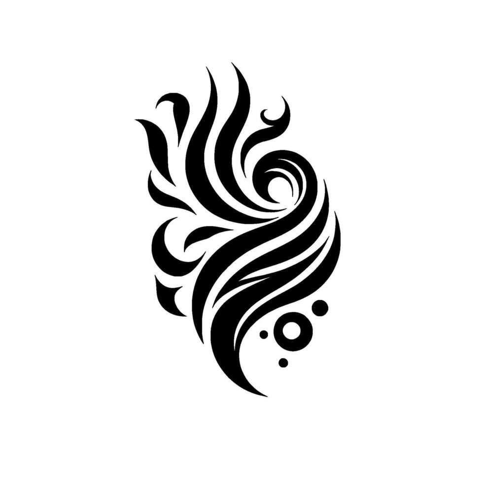 Abstract black and white tribal swirl with organic lines and shadow, elegant and modern aesthetic. vector
