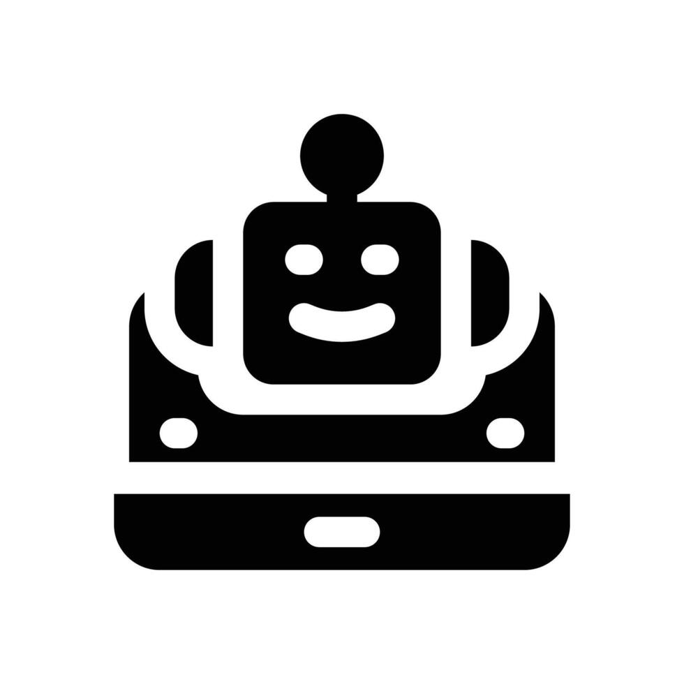 virtual bot glyph icon. Strong and solid icon for websites and mobile apps. vector