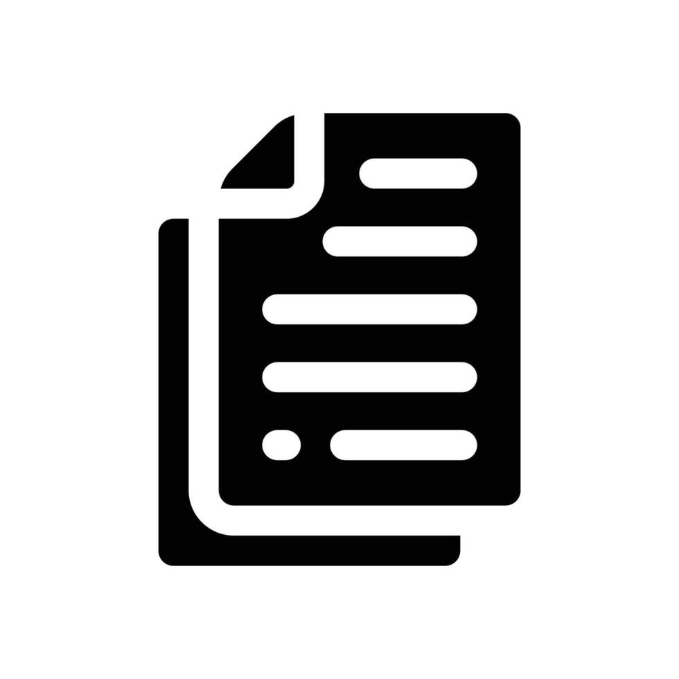 document glyph icon. Strong and solid icon for websites and mobile apps. vector