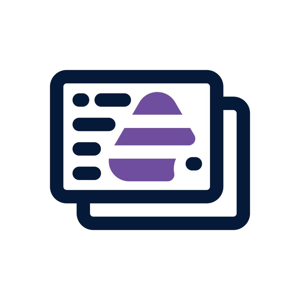 business card dual tone icon. Sleek and modern icon for websites and mobile apps. vector