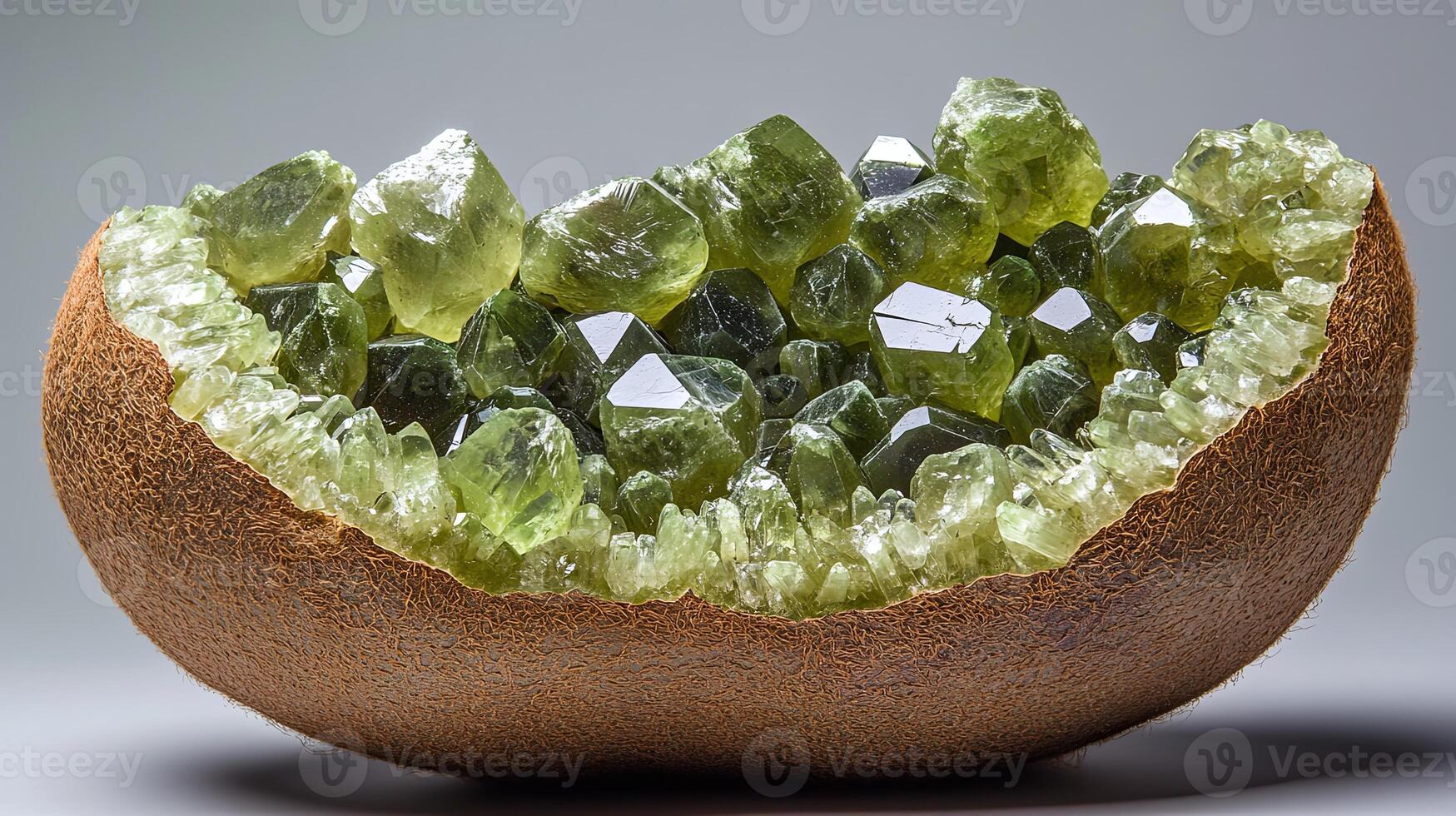 Unique green crystal formation inside an earthy matrix showcasing the stunning beauty of natural gemstones and their intricate structures photo