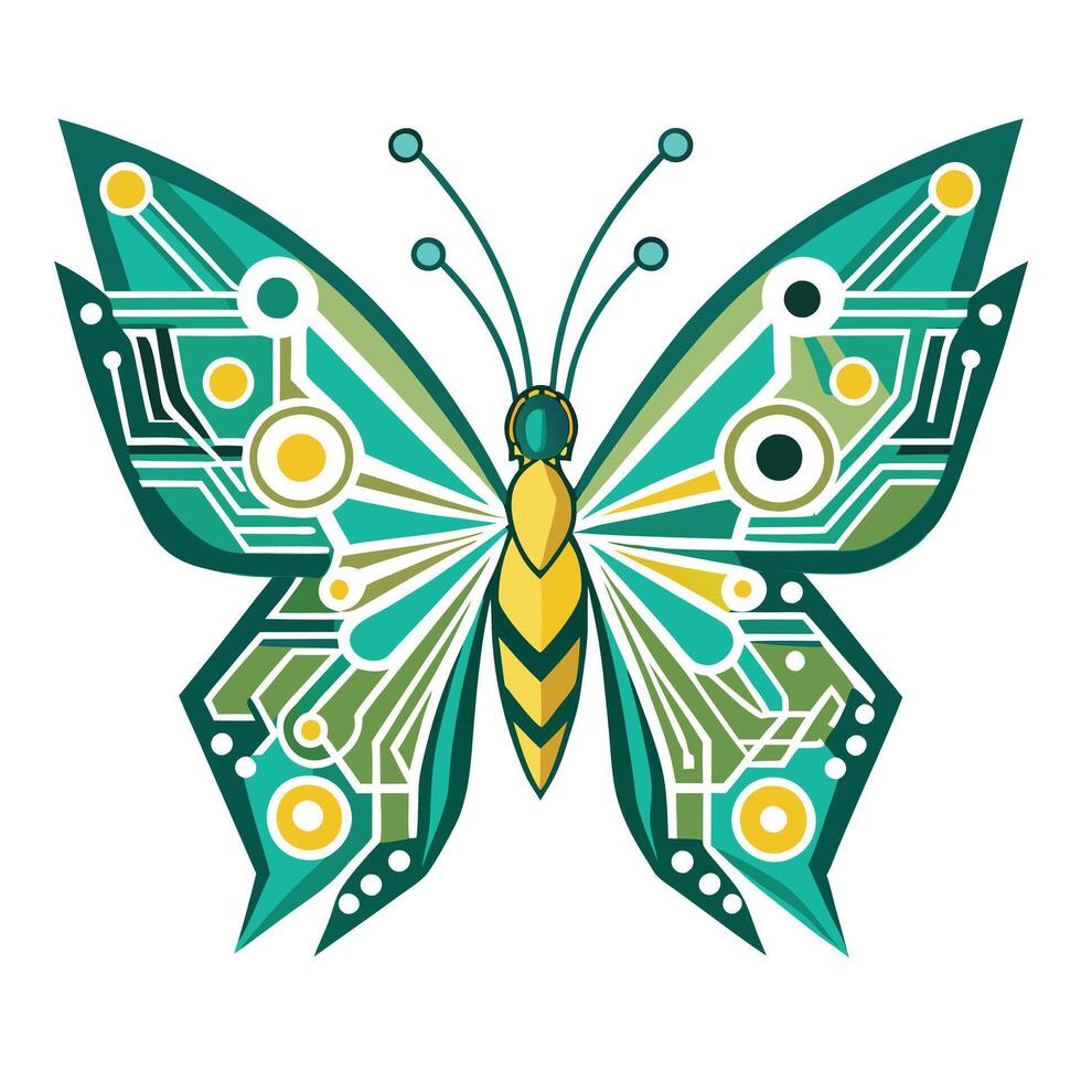Abstract Butterfly Icon with Modern and Innovative Circuit Wing Design vector