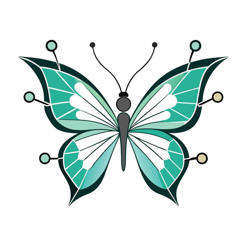 Abstract Butterfly Icon with Modern and Innovative Digital Wing Design vector