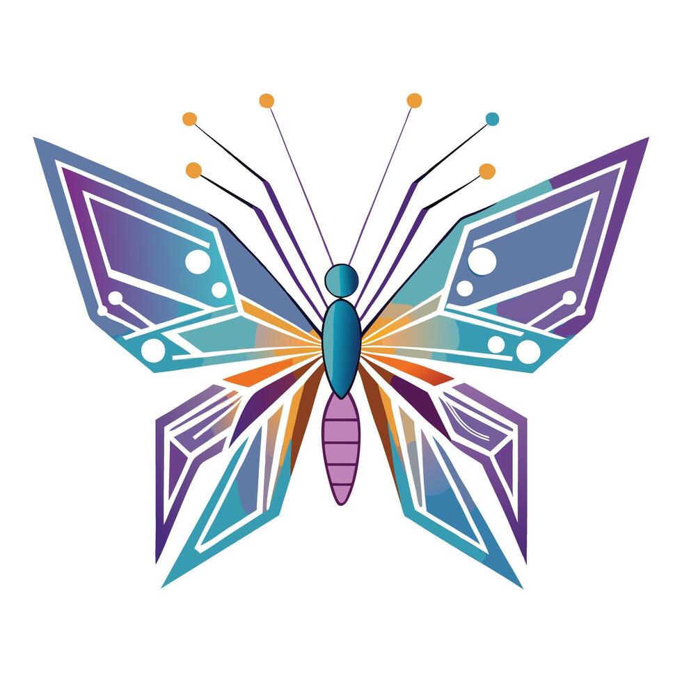 Sleek and Modern Butterfly Icon with Futuristic Digital Wing Design vector