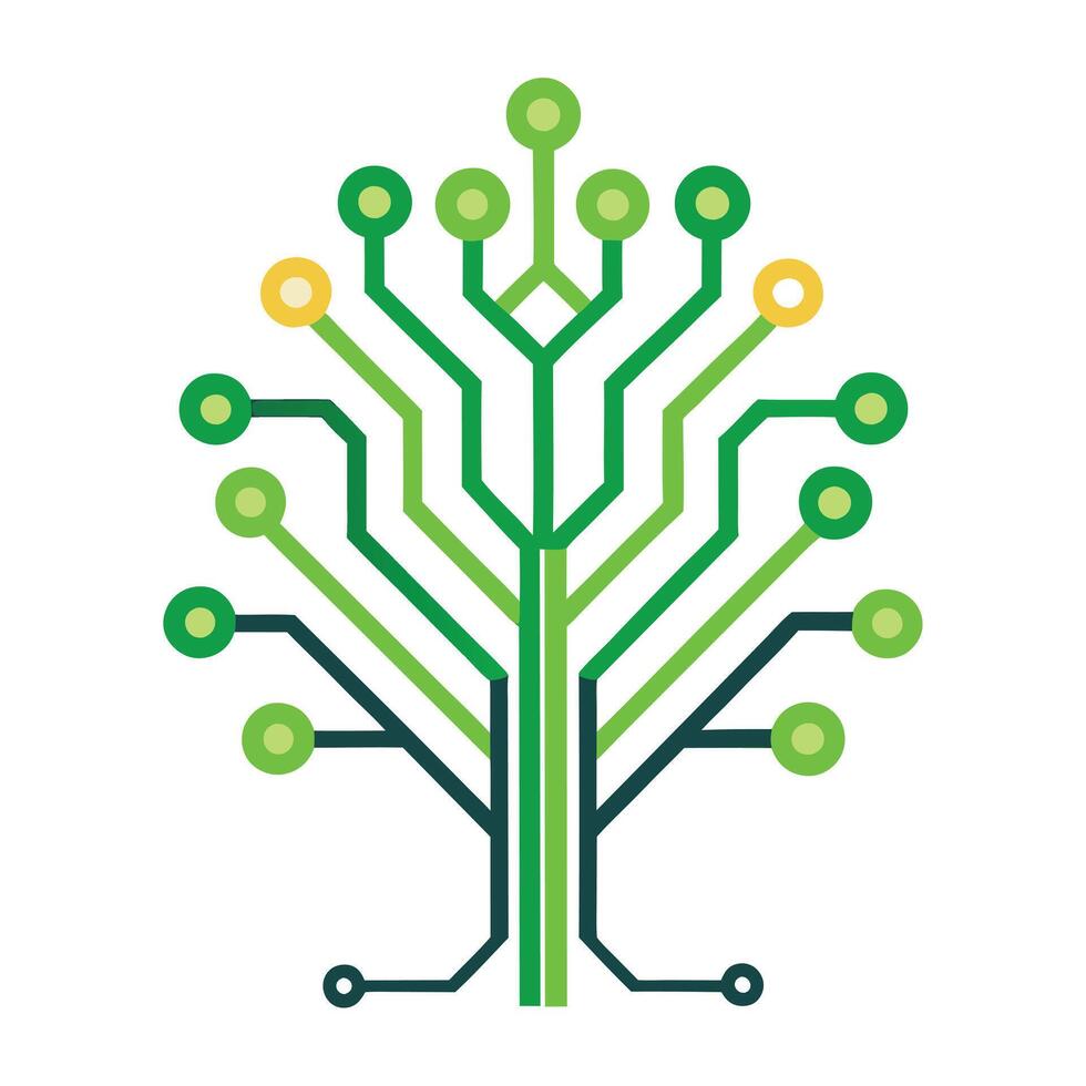 Futuristic Circuit Tree Icon with Modern Design Elements vector