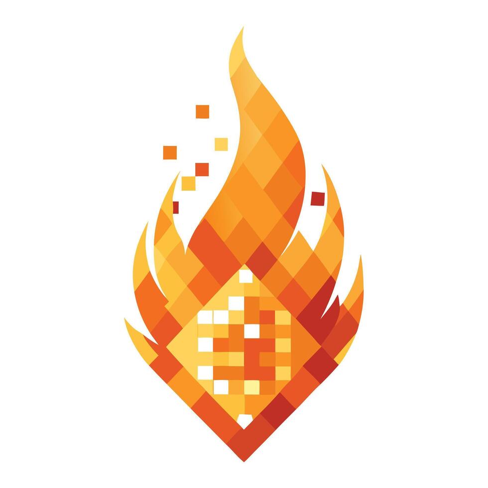Abstract Fire Icon with Modern and Innovative Pixel Design vector