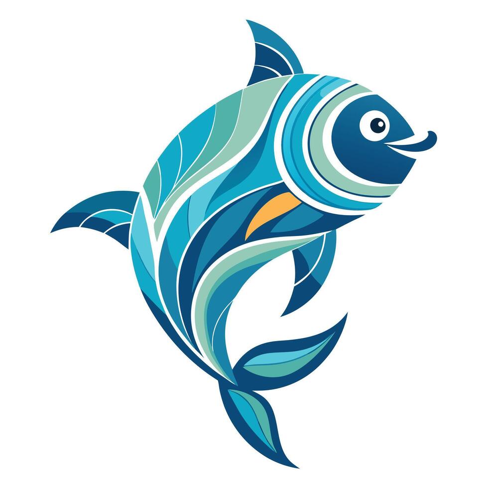 Abstract Fish Icon with Modern and Innovative Wave Design vector