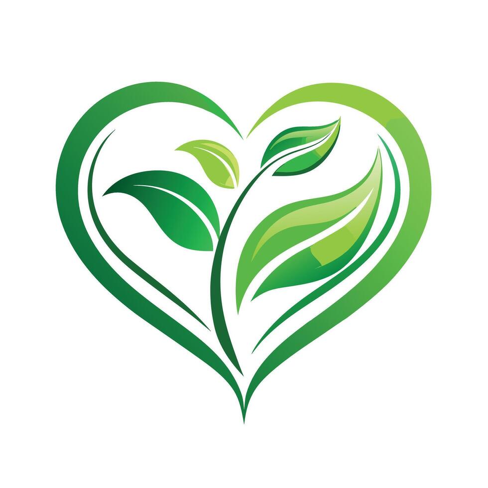 Modern Heart Icon with Unique and Creative Leaf Design vector