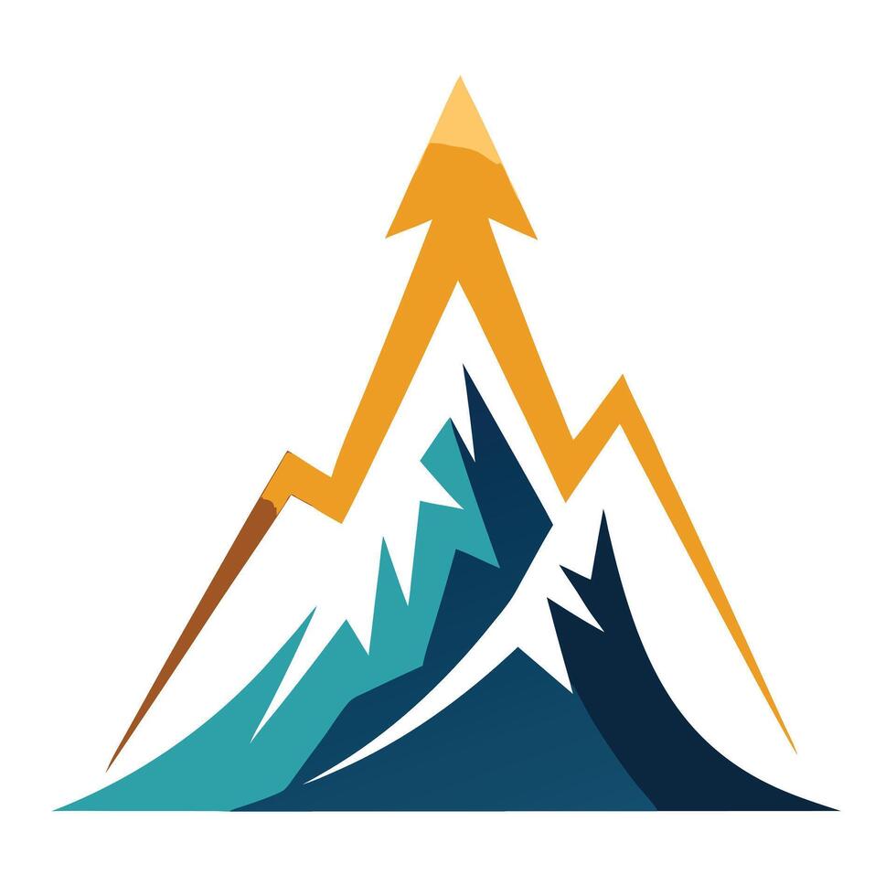 Sleek and Modern Mountain Icon with Futuristic Arrow Design vector