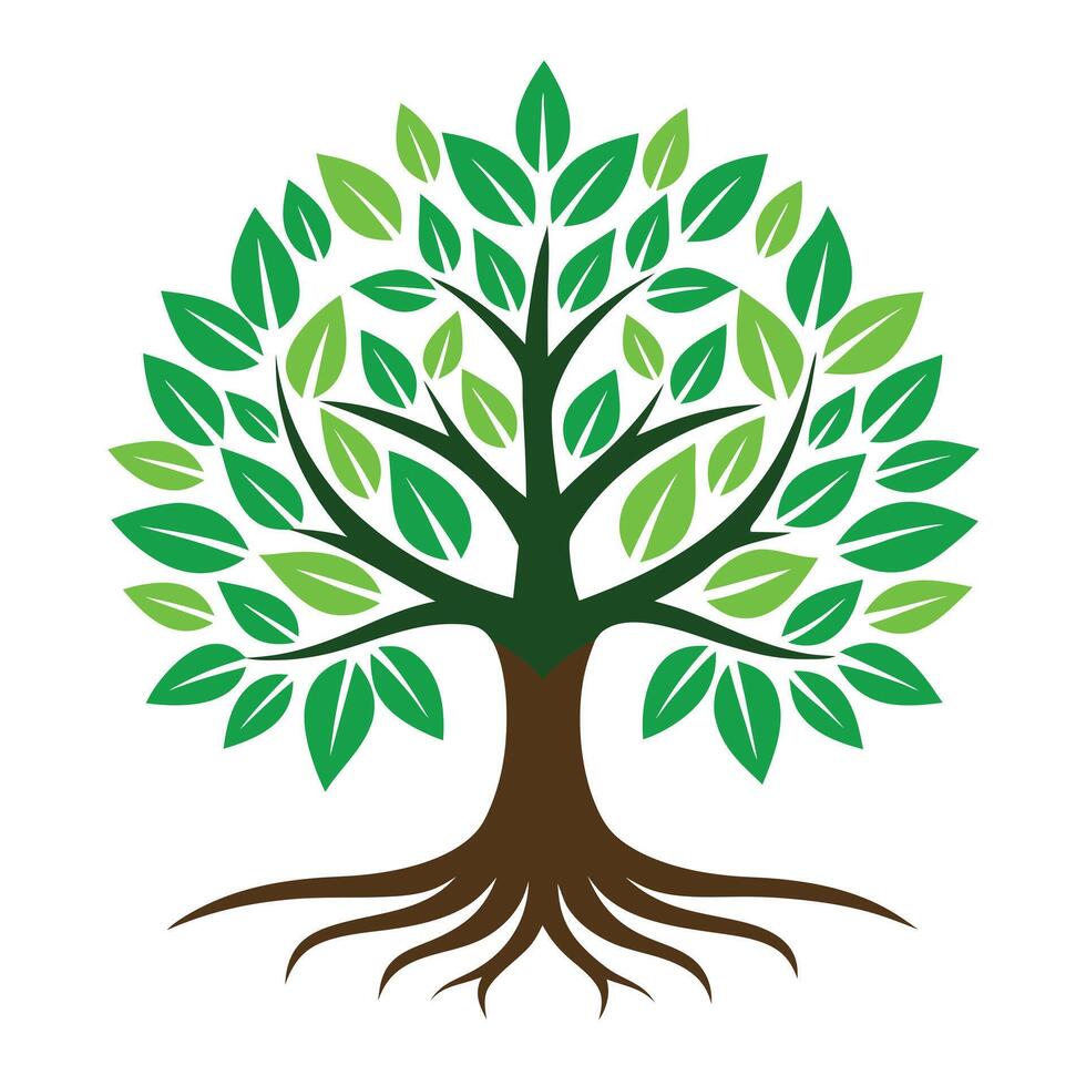 Abstract Tree Icon with Modern and Innovative Root Design vector