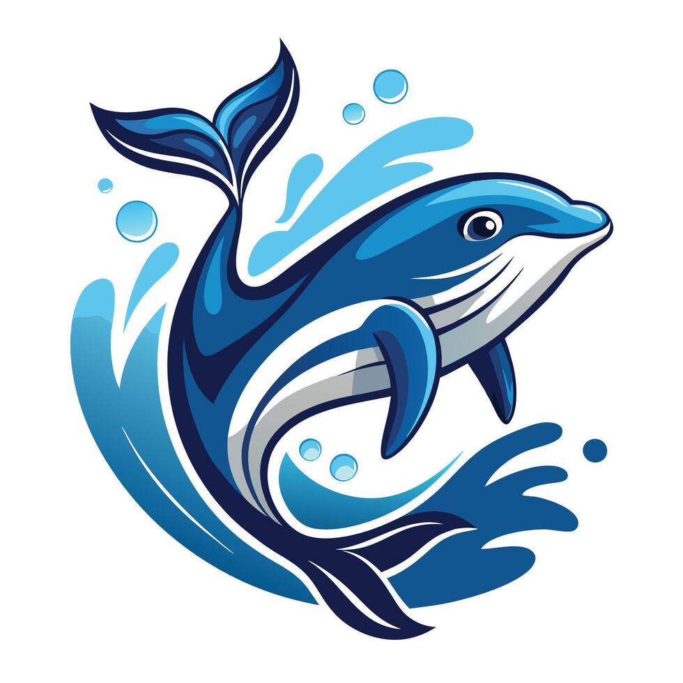 Modern Whale Icon with Unique and Creative Water Splash Design vector