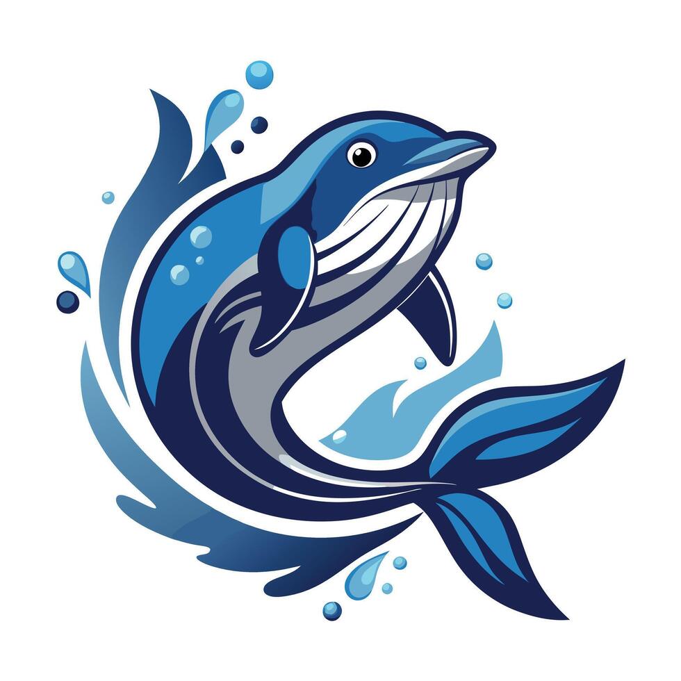 Sleek and Modern Whale Icon with Futuristic Water Splash Design vector