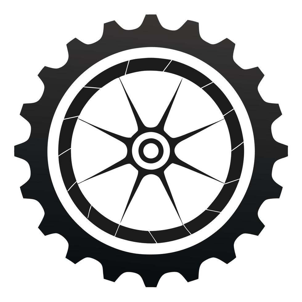 Stylized Bicycle Wheel Icon with Gear and Modern Design Elements vector