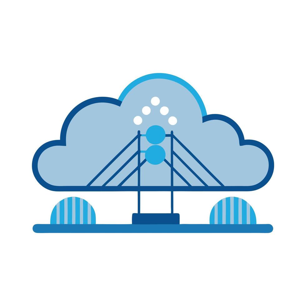 Abstract Bridge Icon with Modern and Innovative Cloud Design vector