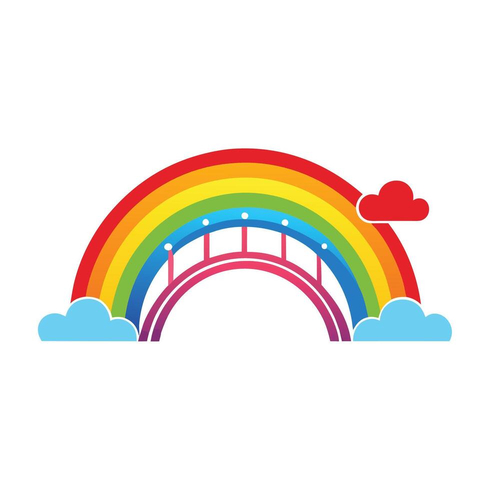Sleek and Modern Bridge Icon with Futuristic Rainbow Design vector