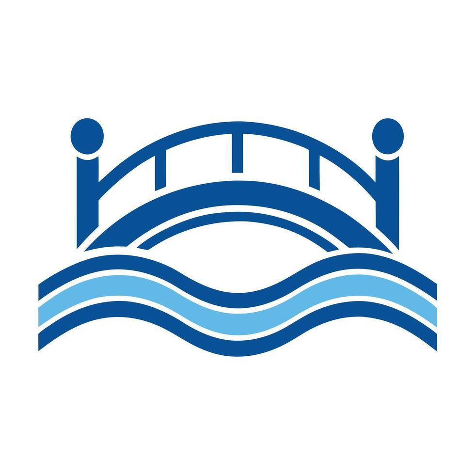 Stylized Bridge Icon Water Waves and Modern Design Elements vector