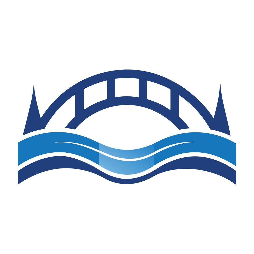 Modern Bridge Icon with Unique and Creative Water Wave Design vector
