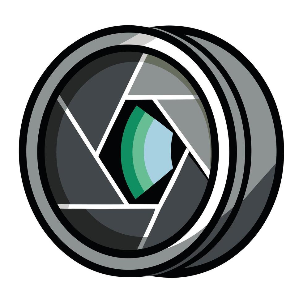 Simplified Camera Lens Icon with Modern Design Elements vector