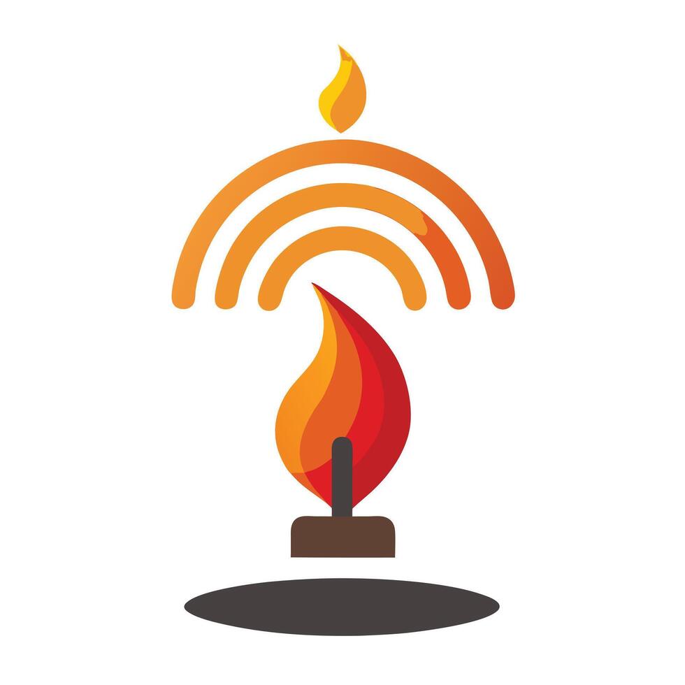 Abstract Candle Icon with Modern and Innovative Wi-Fi Signal Design vector