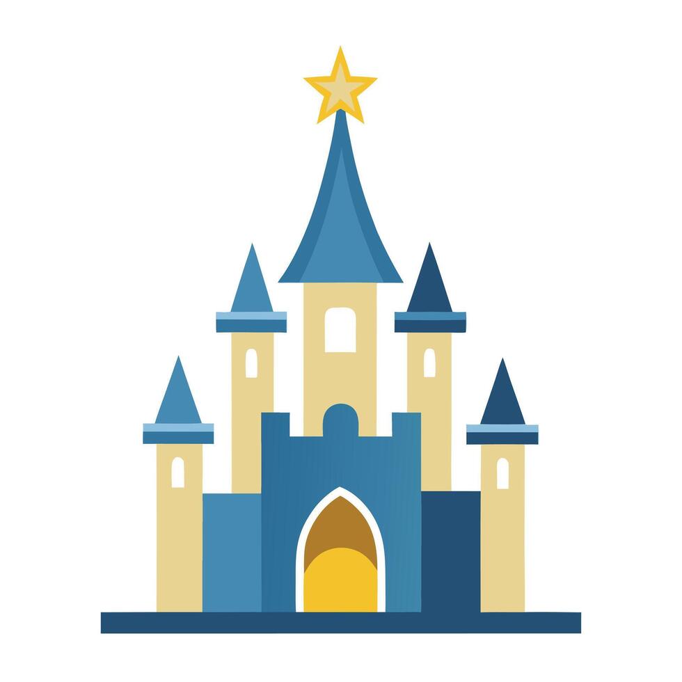 Modern Castle Icon with Unique and Creative Star Design vector
