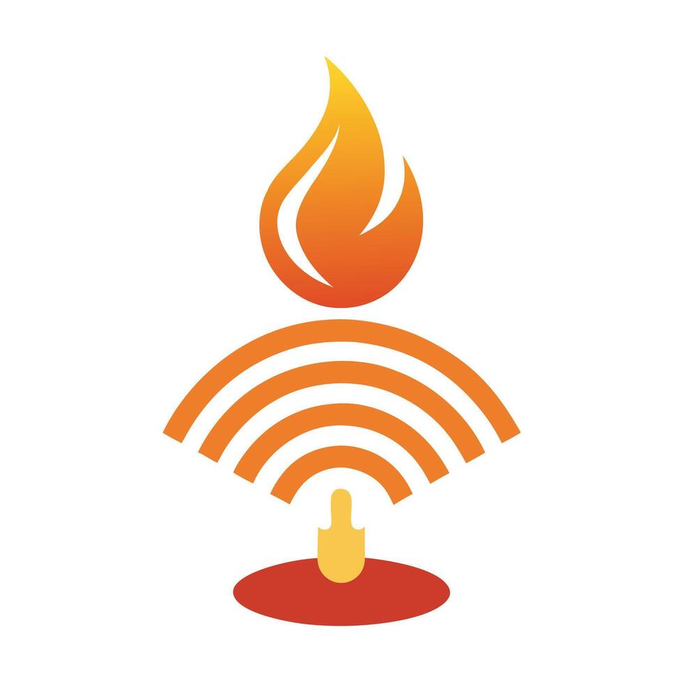 Modern Candle Icon with Unique and Creative Wi-Fi Signal Design vector