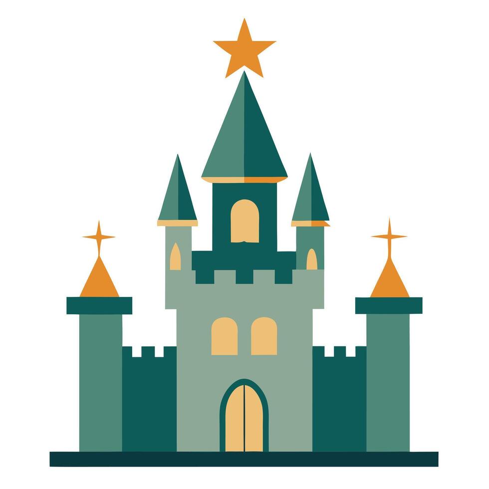 Sleek and Modern Castle Icon with Futuristic Star Design vector