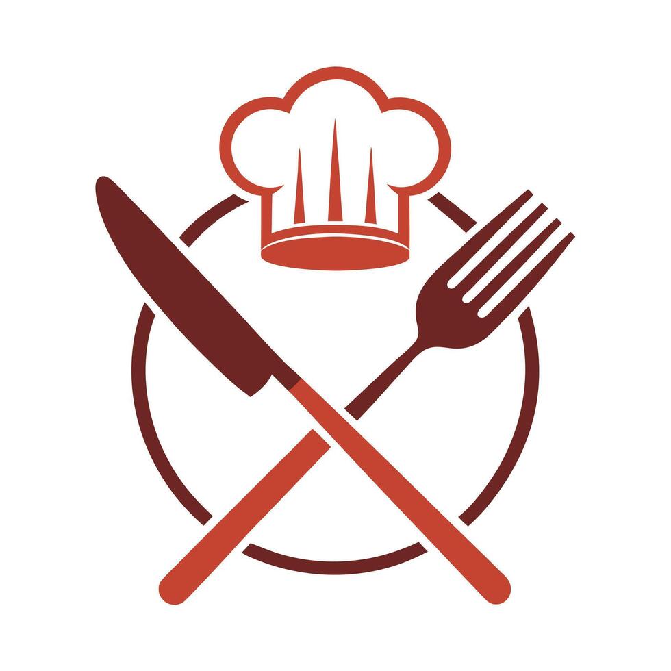 Sleek and Modern Chef Hat Icon with Futuristic Utensil Design vector